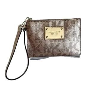 Michael Kors Monogram Metallic Rose Gold Wristlet